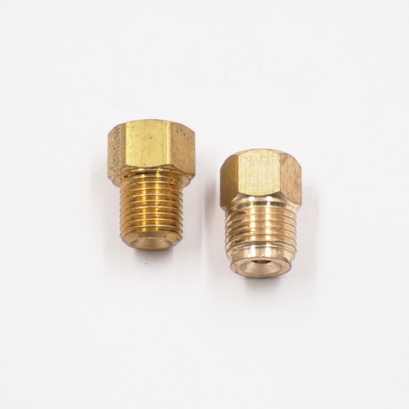 Adapter Kit: 1/2-20 &amp; 9/16-18 Male Inverted Flare x -7/16-24  Female Inverted Flare (1/4&quot; Steel Brake Line) - (Brass) - (Pair) - 2110