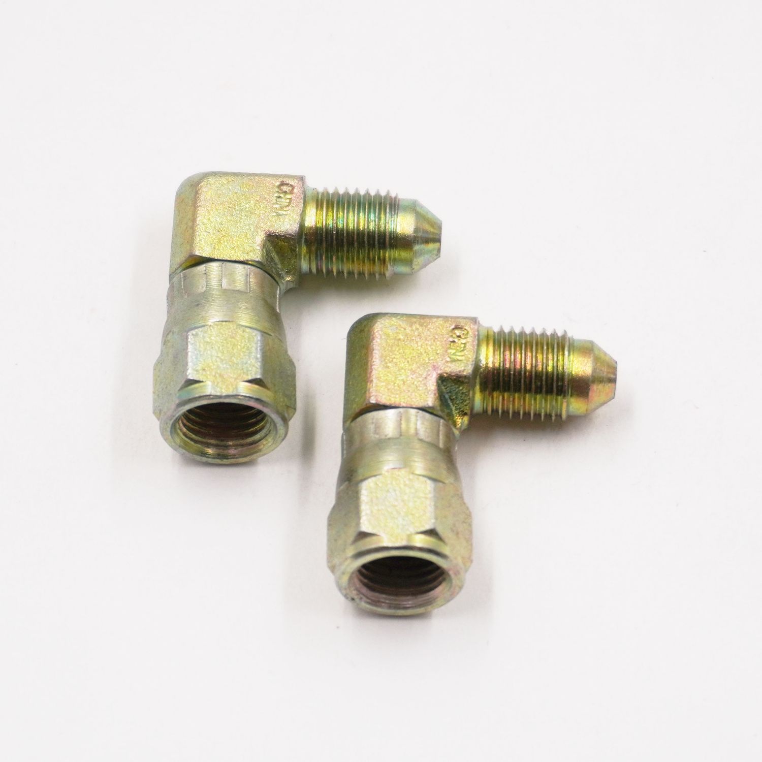 Brake Adapters: -3AN Male x -3AN Female x 90° (Steel /Pair) - 2340