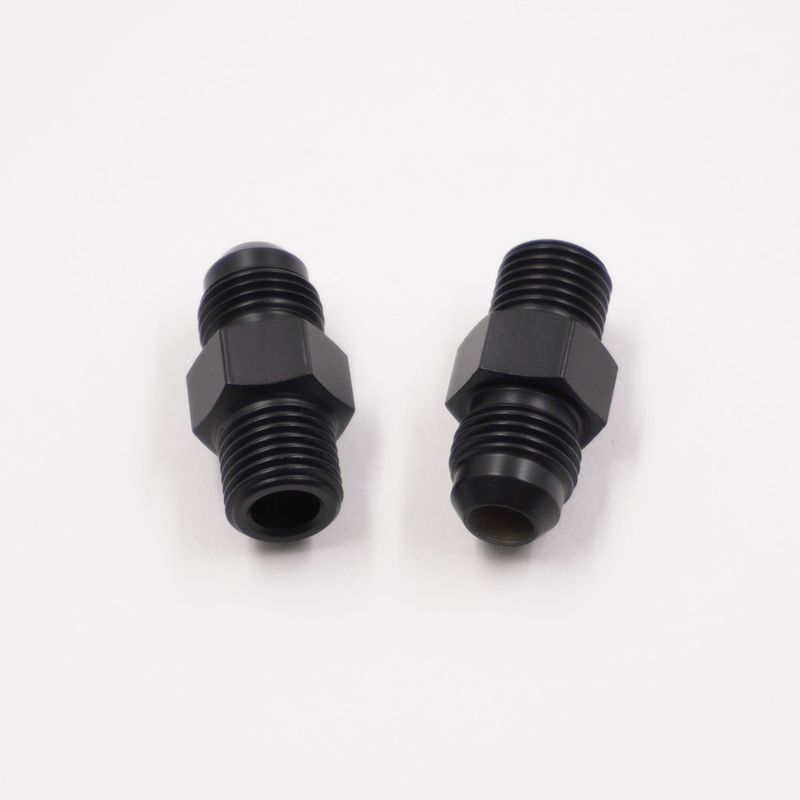 Pure Stealth Transmission Cooler Adapter Kit: 1/4&quot; NPS Thread to -6AN Male -For GM Transmissions - (Steel) - (2 Fittings) - X12075