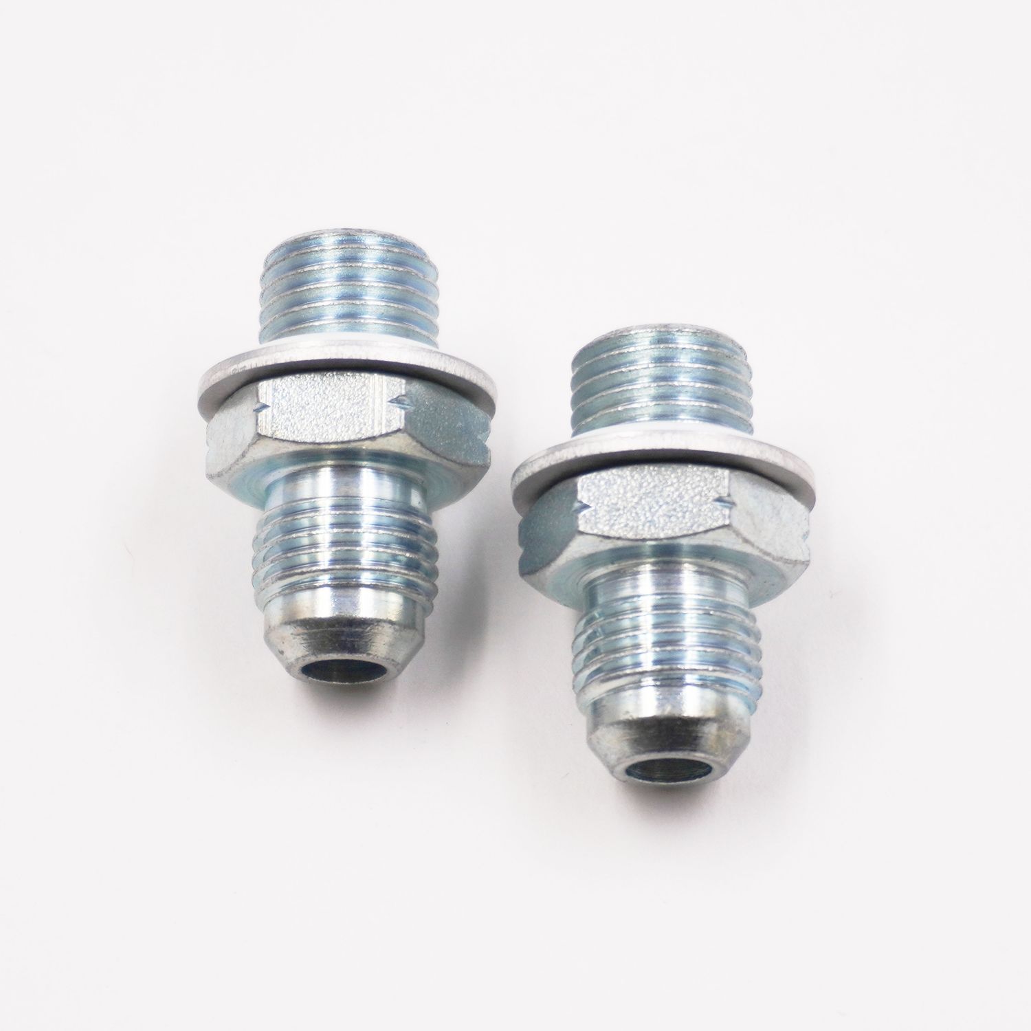 Transmission Cooler Adapter Kit: 14MM x 1.5&quot;  w/ TFE O-Rings &amp; Washers x 6 AN - 4L65/4L70/4L80 Late GM Automatic Transmission &amp; 6 Speed Late Automatic Transmission - (Steel) - (2 Fittings) 12060