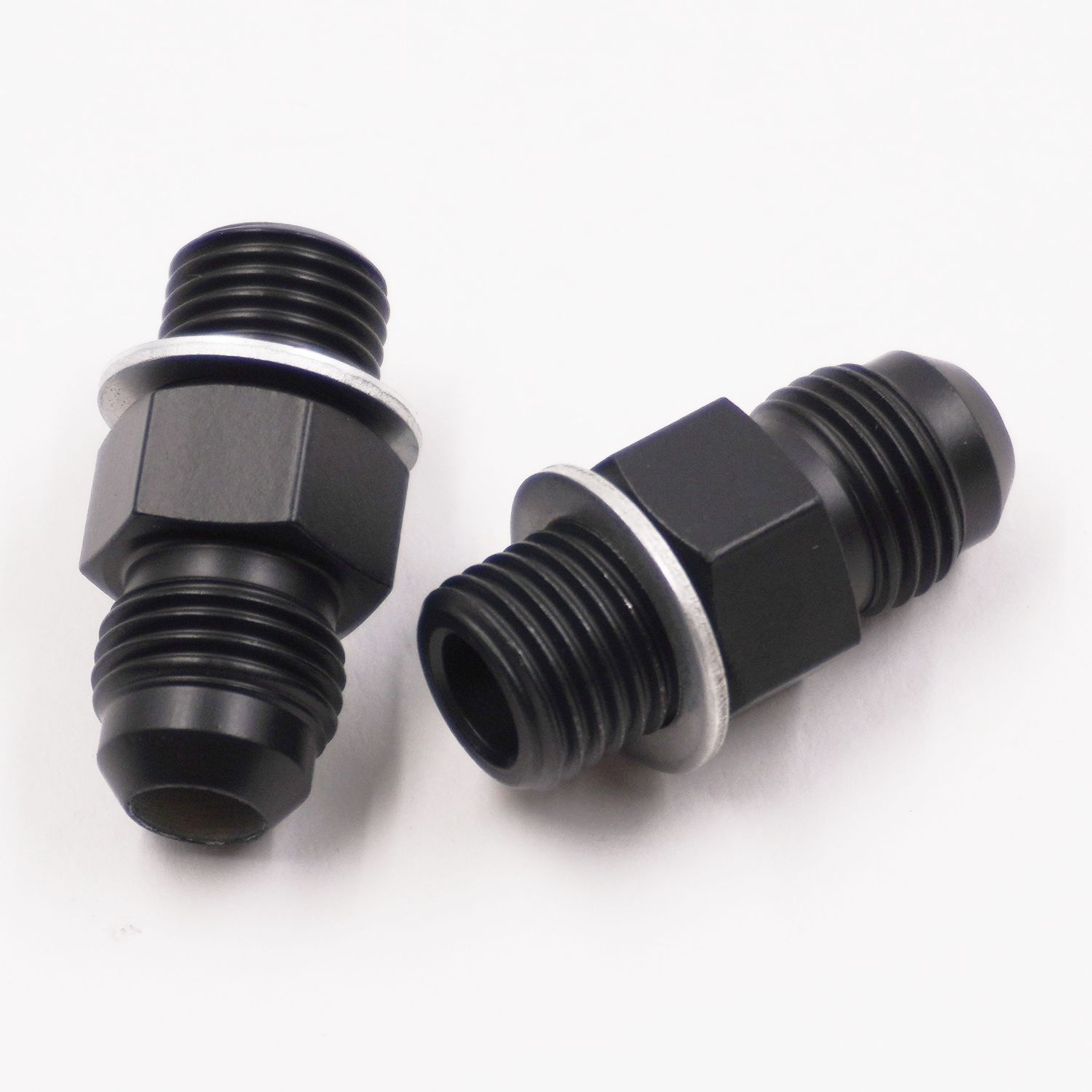 Pure Stealth Transmission Cooler Adapter Kit: 1/4&quot; NPS Thread to -6AN Male With Sealing Washers-For GM Transmissions - (Steel) - (2 Fittings) - X12076