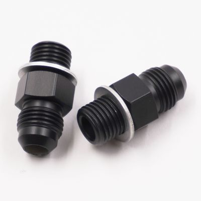 Pure Stealth Transmission Cooler Adapter Kit: 1/4" NPS Thread to -6AN Male With Sealing Washers-For GM Transmissions - (Steel) - (2 Fittings) - X12076
