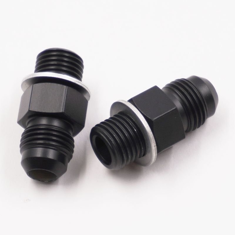 Pure Stealth Transmission Cooler Adapter Kit: 1/4&quot; NPS Thread to -6AN Male With Sealing Washers-For GM Transmissions - (Steel) - (2 Fittings) - X12076