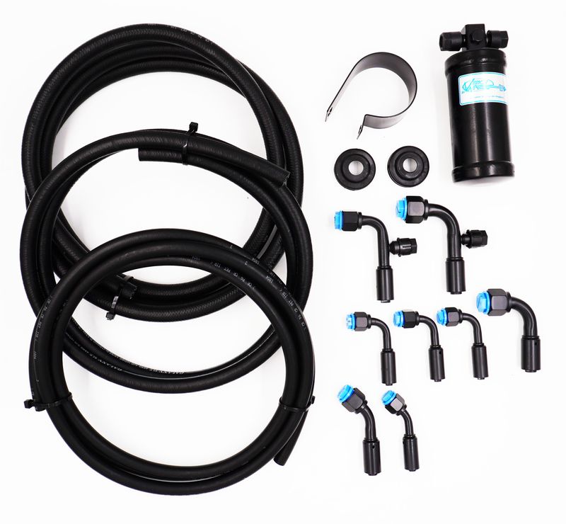 Pure Stealth 8-Fitting Reduced Barrier Beadlock Hose Kit w/ Drier - 90 Degree Service Ports - Braided Hose - XX15549-90