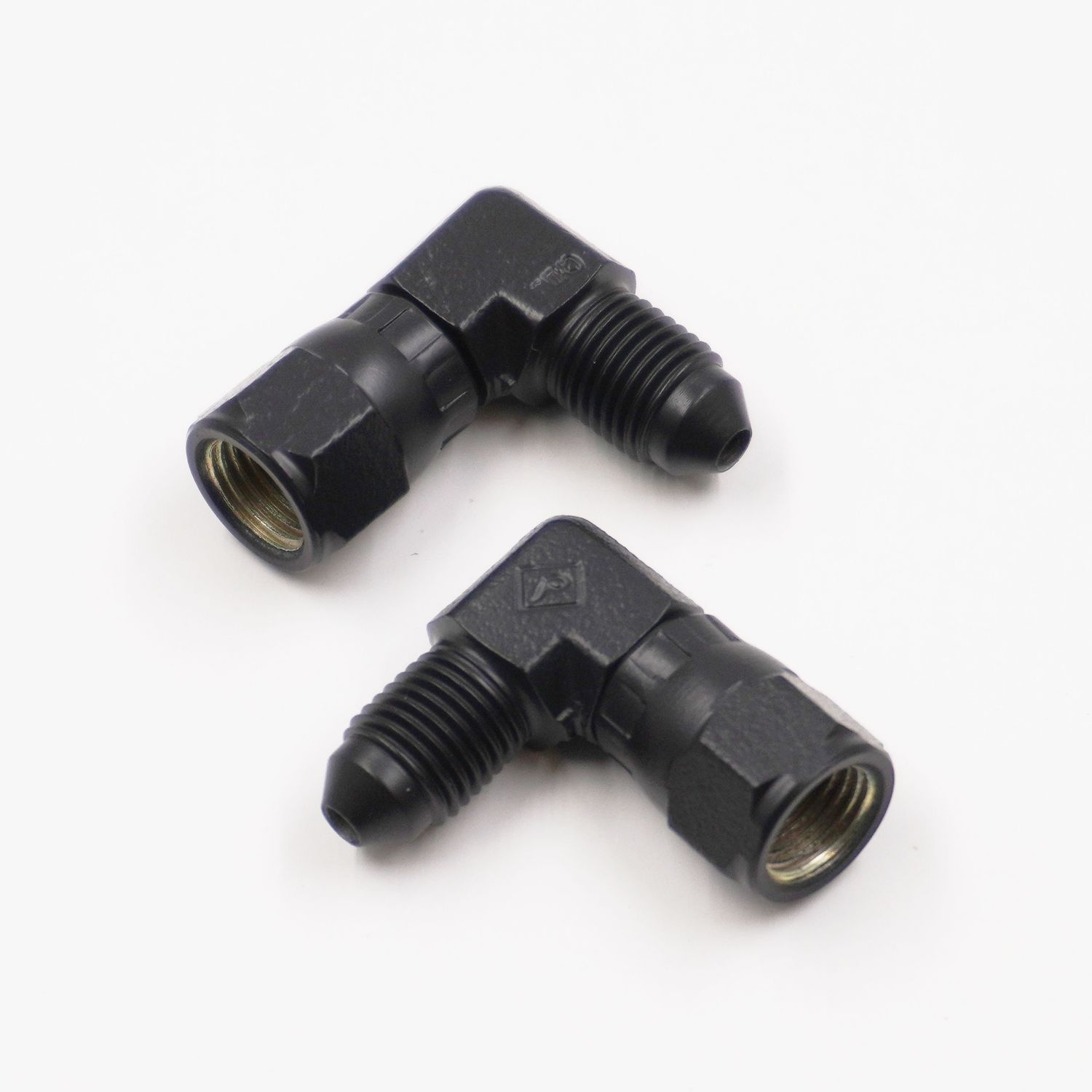 Pure Stealth Brake Adapters: -3 Male x -3 Female x 90° - Steel - Pair - X2340
