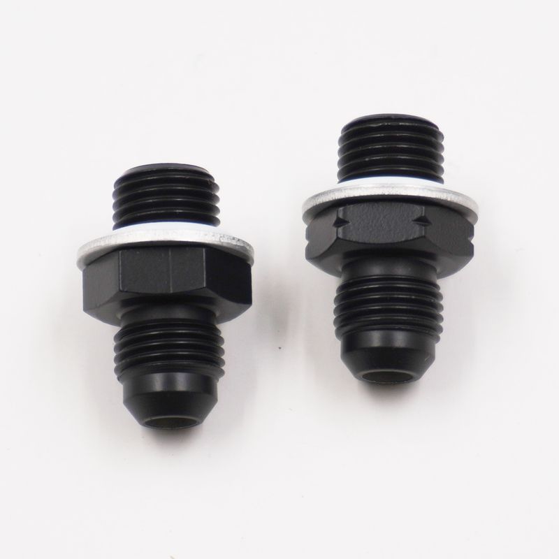 6AN To 14mm 1.5 Black Adapter Fittings – Set Of 2 For Performance Fuel Lines