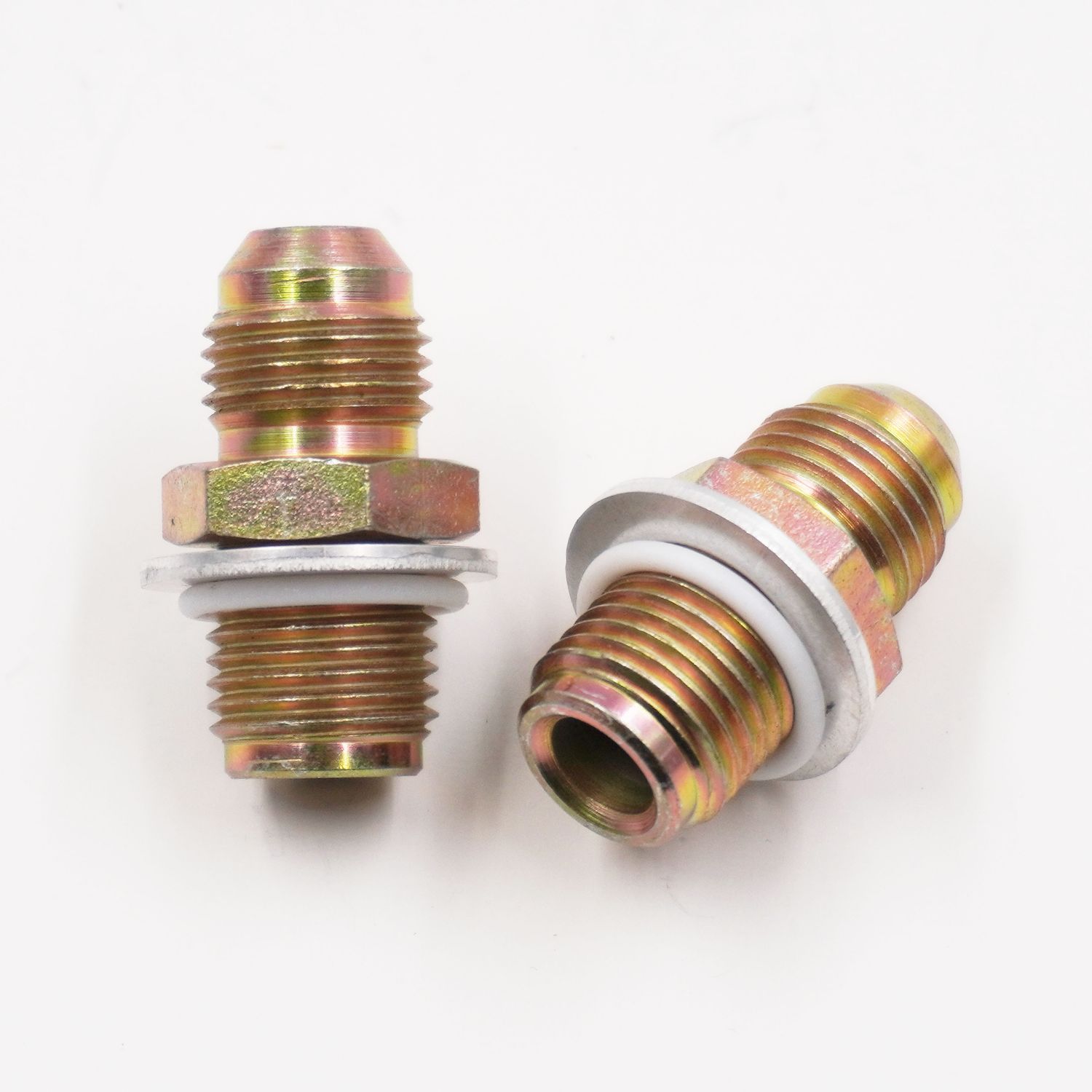 Transmission Cooler Adapter Kit: 9/16&quot; 18 x -6AN - With TFE O-Rings &amp; Washers -4L65/4L70/4L80 Late GM Automatic Transmission &amp; 6 Speed Late GM Automatic Transmission  - (Steel) - (2 Fittings) - 12062