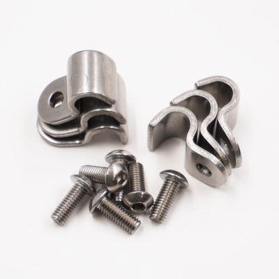 Single Stainless Steel Line Clamps: 5/16" Clamps with 10:32 Buttonhead Screws (6 pcs) - 8620