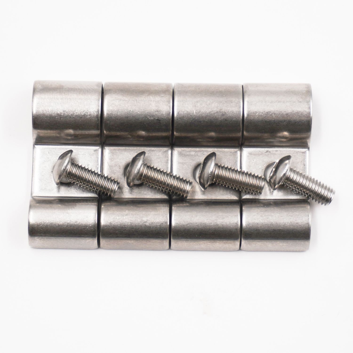 Double Stainless Steel Line Clamps: 1/4&quot; x 3/8&quot; Clamps with 10:32 Buttonhead Screws (4 pc) - 8625