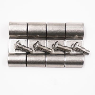 Double Stainless Steel Line Clamps: 1/4&quot; x 3/8&quot; Clamps with 10:32 Buttonhead Screws (4 pc) - 8625