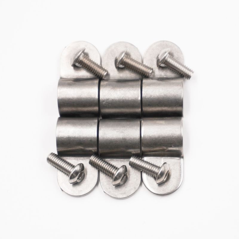 Single Stainless Steel Line Clamps: 3/8&quot; Clamps with 10:32 Buttonhead Screws (6 pcs) - 8630