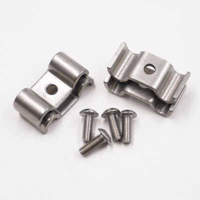 Double Stainless Steel Line Clamps: 1/4" x 1/4" Clamps with 10:32 Buttonhead Screws (4 pc) - 8635