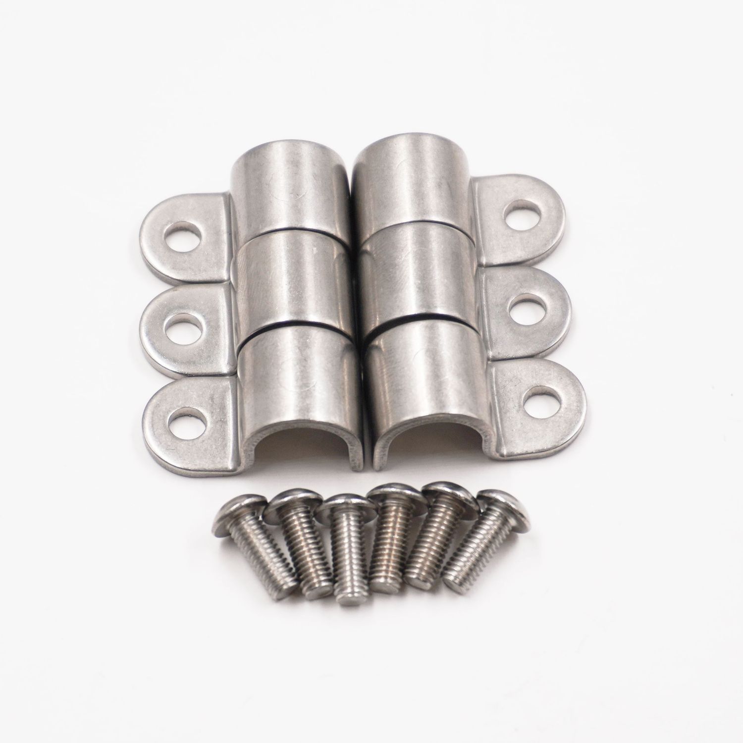 Single Stainless Steel Line Clamps: 1/2&quot; Clamps with 10:32 Buttonhead Screws (6 pcs) - 8640