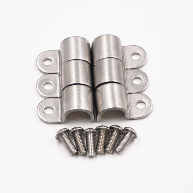 Single Stainless Steel Line Clamps: 1/2&quot; Clamps with 10:32 Buttonhead Screws (6 pcs) - 8640