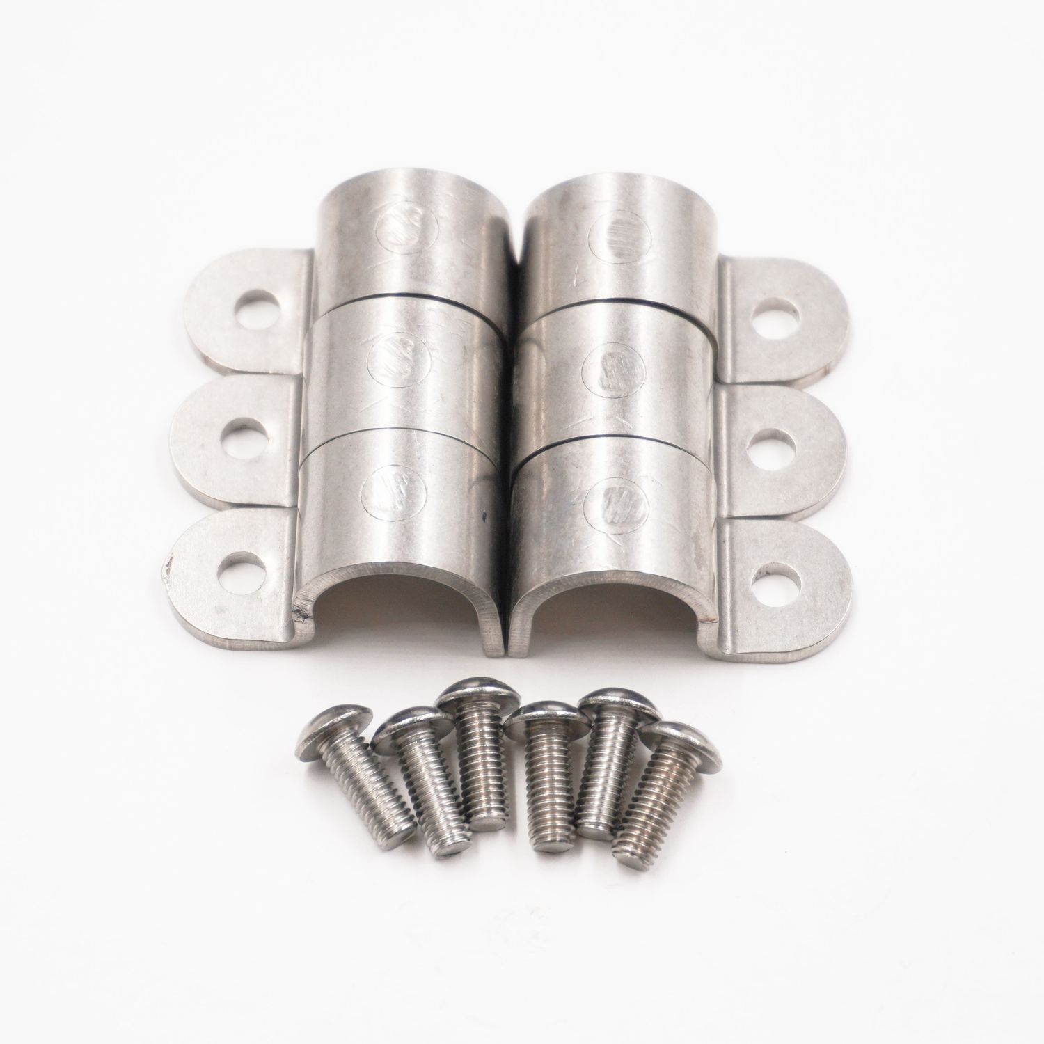 Single Stainless Steel Line Clamps: 5/8&quot; Clamps with 10:32 Buttonhead Screws (6 pcs) - 8645