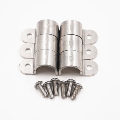 Single Stainless Steel Line Clamps: 5/8" Clamps with 10:32 Buttonhead Screws (6 pcs) - 8645