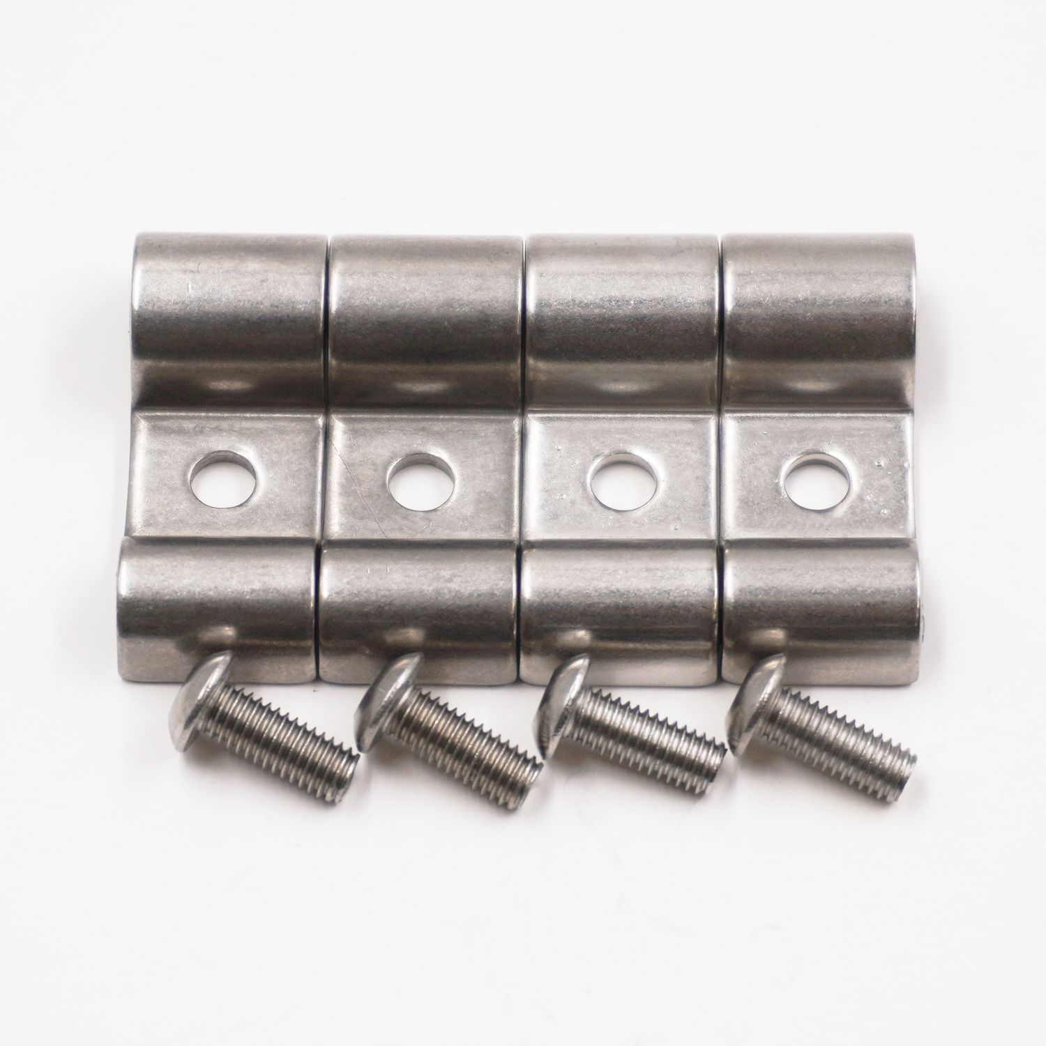 Double Stainless Steel Line Clamps: 3/16&quot; x 3/8&quot; Clamps with 10:32 Buttonhead Screws (4 pcs) - 8650