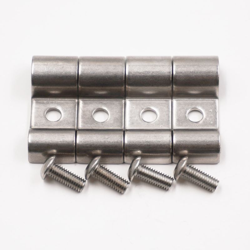 Double Stainless Steel Line Clamps: 3/16&quot; x 3/8&quot; Clamps with 10:32 Buttonhead Screws (4 pcs) - 8650