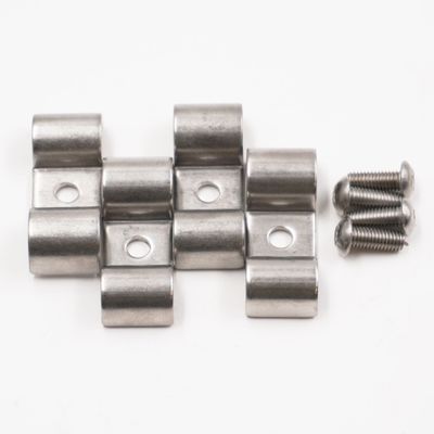 Double Stainless Steel Line Clamps: 5/16" x 3/8" Clamps with 10:32 Buttonhead Screws (4 pcs) - 8655