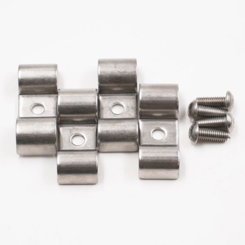 Double Stainless Steel Line Clamps: 5/16&quot; x 3/8&quot; Clamps with 10:32 Buttonhead Screws (4 pcs) - 8655