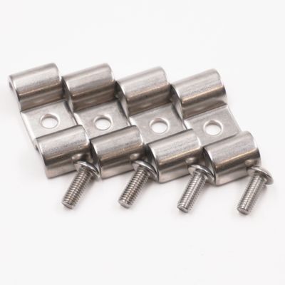 Double Stainless Steel Line Clamps: 5/16&quot; x 5/16&quot; Clamps with 10:32 Buttonhead Screws (4 Pcs) - 8665