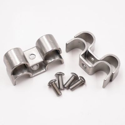 Double Stainless Steel Line Clamps: 1/2&quot; x 1/2&quot; Clamps with 10:32 Buttonhead Screws (4 pcs) - 8670