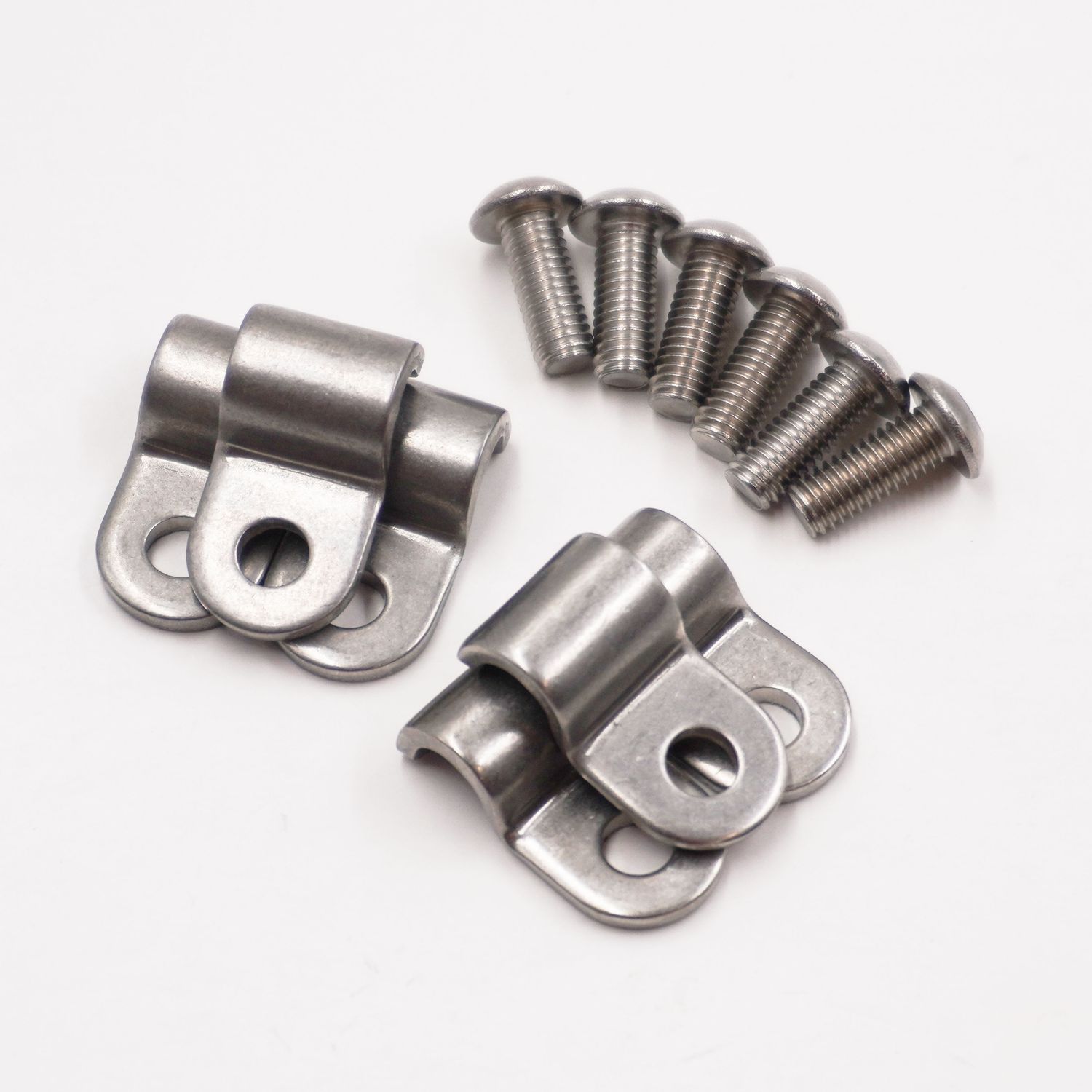 Single Stainless Steel Line Clamps: 1/4&quot; Clamps with 10:32 Buttonhead Screws (6 Pcs) - 8610