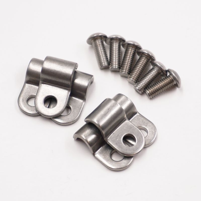 Single Stainless Steel Line Clamps: 1/4&quot; Clamps with 10:32 Buttonhead Screws (6 Pcs) - 8610