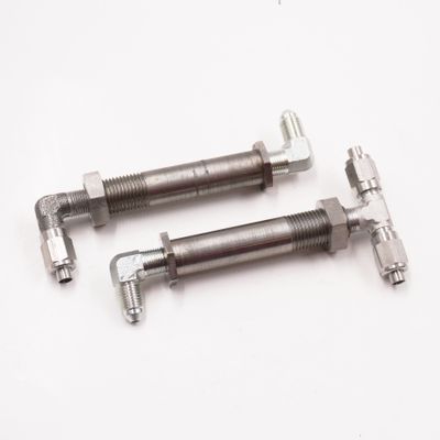2" to 2 1/2" Stainless Steel Thru-Frame Conversion Kit With -3 AN Stainless Fittings  - 90° on Outside Frame -2420JR