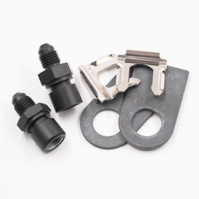 Pure Stealth Brake Line Tab Kit: 2 Bulkhead Adapters (1/4 Female Inverted Flare x -4AN Male), -2 Tabs, 2 Clips &amp; 2 Bulkheads. - Steel - X2180