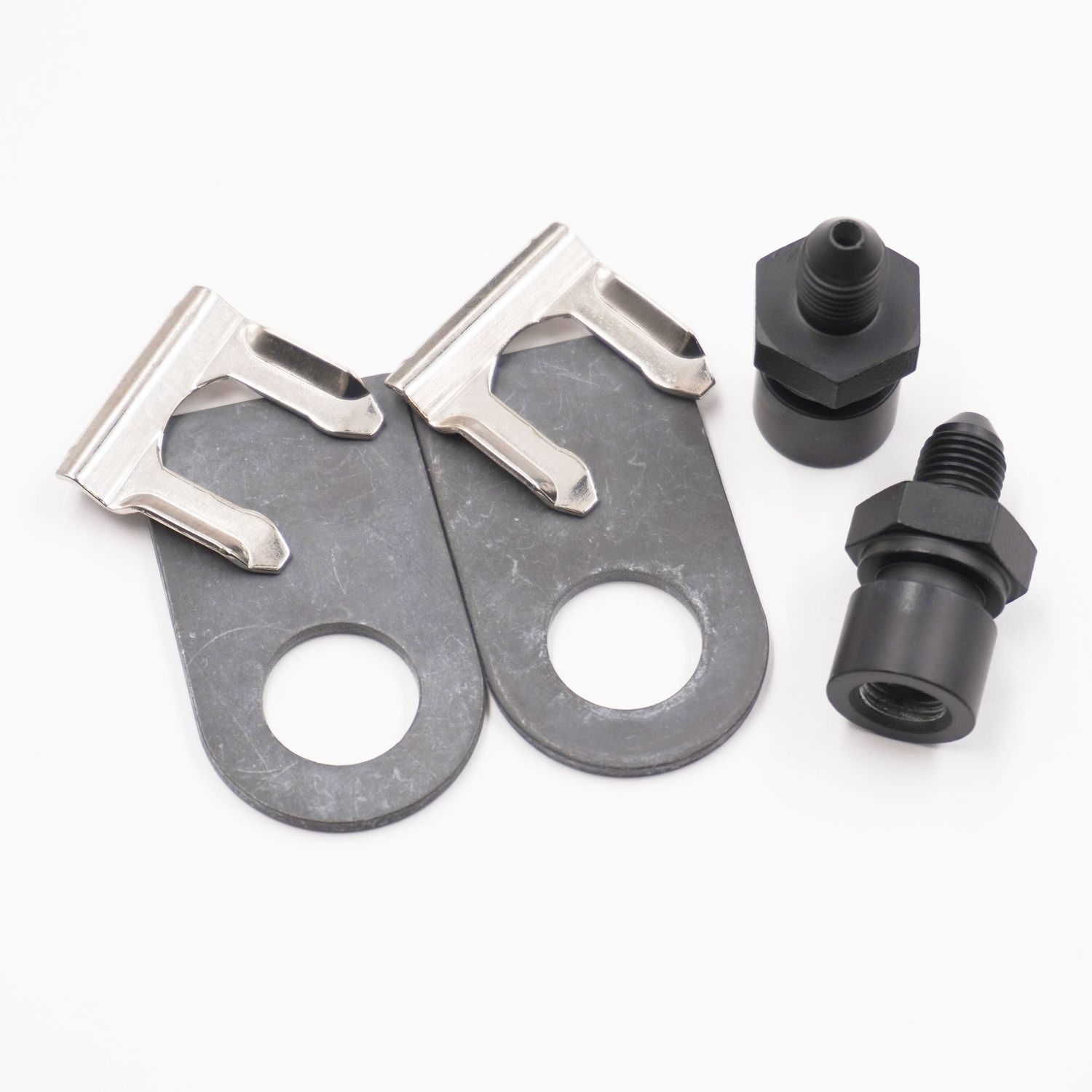 Pure Stealth Brake Line Tab Kit: 2 Bulkhead Adapters (3/16 Female Inverted Flare x -3 AN Male), -2 Tabs, 2 Clips &amp; 2 Bulkheads. - Steel -  X2140