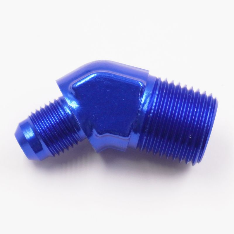 Adapter: -6AN x 1/2&quot; NPT x 45° (Aluminum) - 823-06-08D