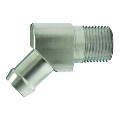 1/2&quot; NPT x 5/8&quot; Heater Hose Barb Adapter Fitting (45 Degree - Stainless Steel)- 501012