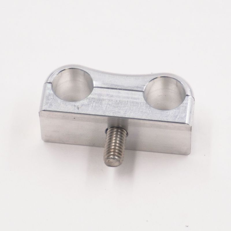 Billet Aluminum Non-Floating Double Line Clamp - .375&quot; x .375&quot; - 8201