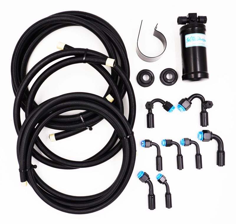 Pure Stealth 8-Fitting Reduced Barrier Beadlock Hose Kit w/ Drier - 135 Degree Service Ports - Braided Hose - XX15549-135