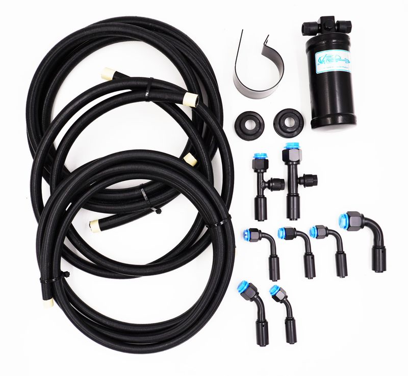 Pure Stealth 8-Fitting Reduced Barrier Beadlock Hose Kit w/ Drier - 180 Degree Service Ports - Braided Hose - XX15549-180