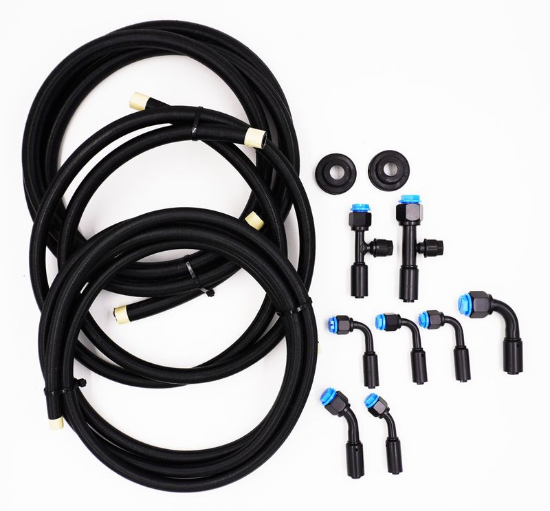 Pure Stealth 8-Fitting Reduced Barrier Beadlock Hose Kit w/o Drier - 180 Degree Service Ports - Braided Hose - XX15548-180