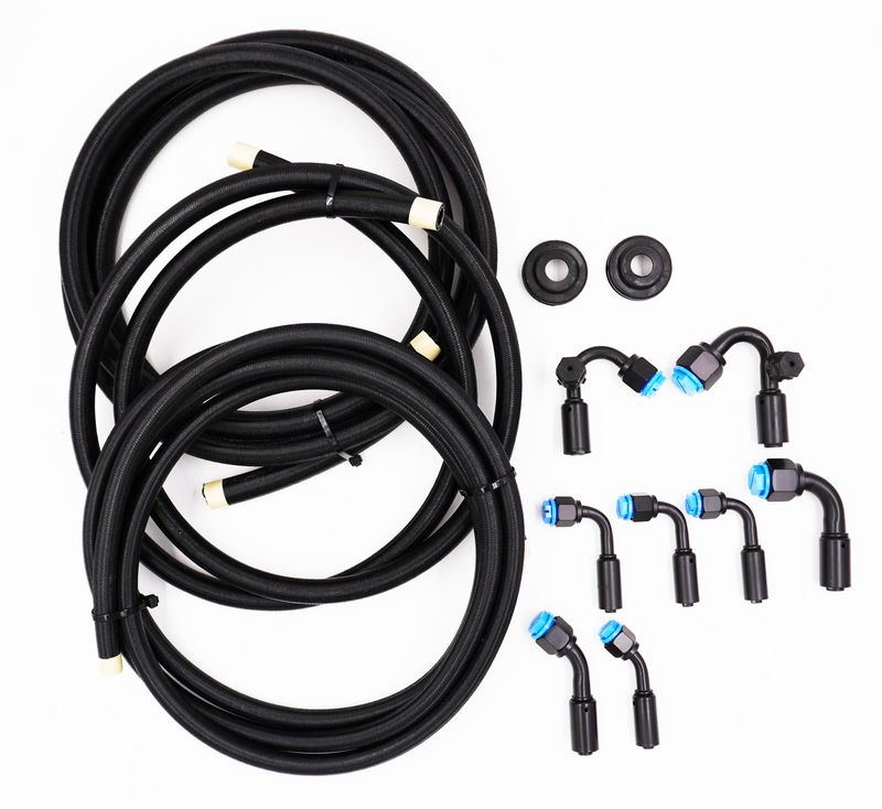 Pure Stealth 8-Fitting Reduced Barrier Beadlock Hose Kit w/o Drier - 135 Degree Service Ports - Braided Hose - XX15548-135