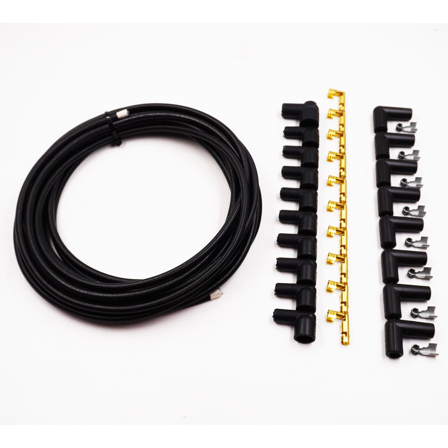 Pure Heritage Cloth Covered V8 Ignition Wire Kit - Conventional Distributor &amp; Coil - 70-IGN-COIL-KIT, Color: Stealth Black