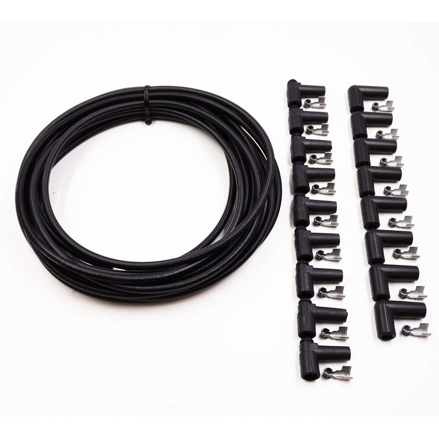 Pure Heritage Cloth Covered V8 Ignition Wire Kit - HEI Distributor - 70-IGN-HEI-KIT, Color: Stealth Black
