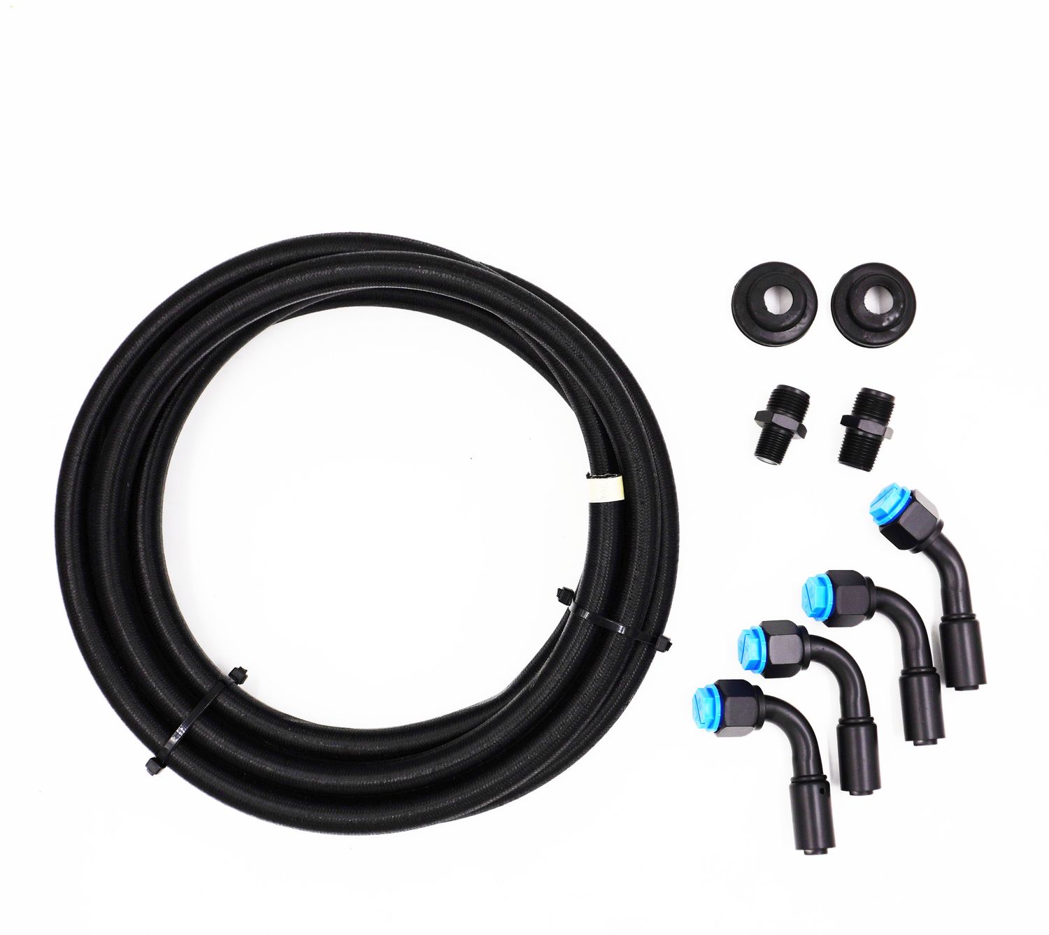 Pure Stealth Universal Reduced Barrier Heater Hose Kit - 1/2 &amp; 3/8 NPT Adapters - Braided Hose - XX31400-1238, Color: Stealth Black