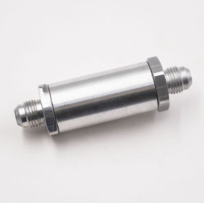 Fuel Filter Assembly: -6AN x -6AN - 100 Micron Stainless Element - 1&quot; Diameter - (Clear Aluminum) - 5000