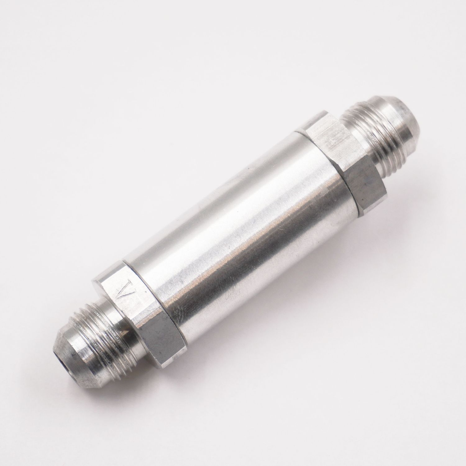 Fuel Filter Assembly: -8AN x -8AN - 100 Micron Stainless Element - 1&quot; Diameter - (Clear Aluminum) - 5020