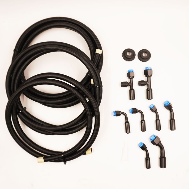 Pure Stealth Reduced Barrier SureFit A/C Hose Kit - 180° Service Ports - XX15548-180-SUREFIT