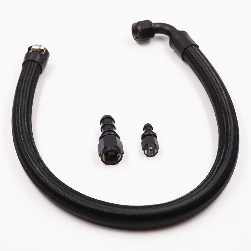 Pure Stealth Remote Reservoir Power Steering Hose Kit - 90°  on Pump - 180°  on Reservoir - X11918090