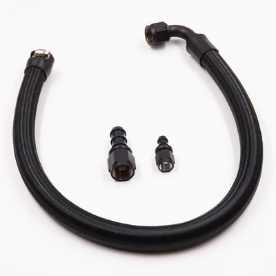 Pure Stealth Remote Reservoir Power Steering Hose Kit - 90°  on Pump - 180°  on Reservoir - X11918090