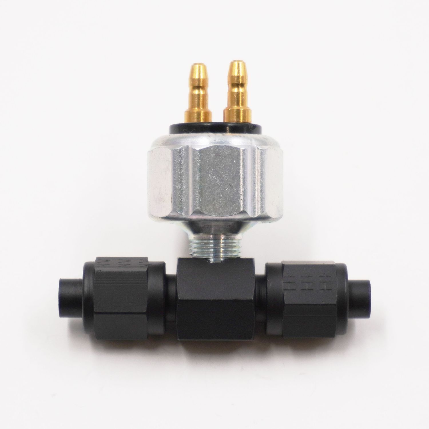 Pure Stealth Low Pressure Brake Light Switch With -4AN Tee - (Aluminum Tube Nuts &amp; Sleeves) - X1025