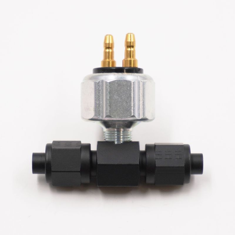 Pure Stealth Low Pressure Brake Light Switch With -4AN Tee - (Aluminum Tube Nuts &amp; Sleeves) - X1025