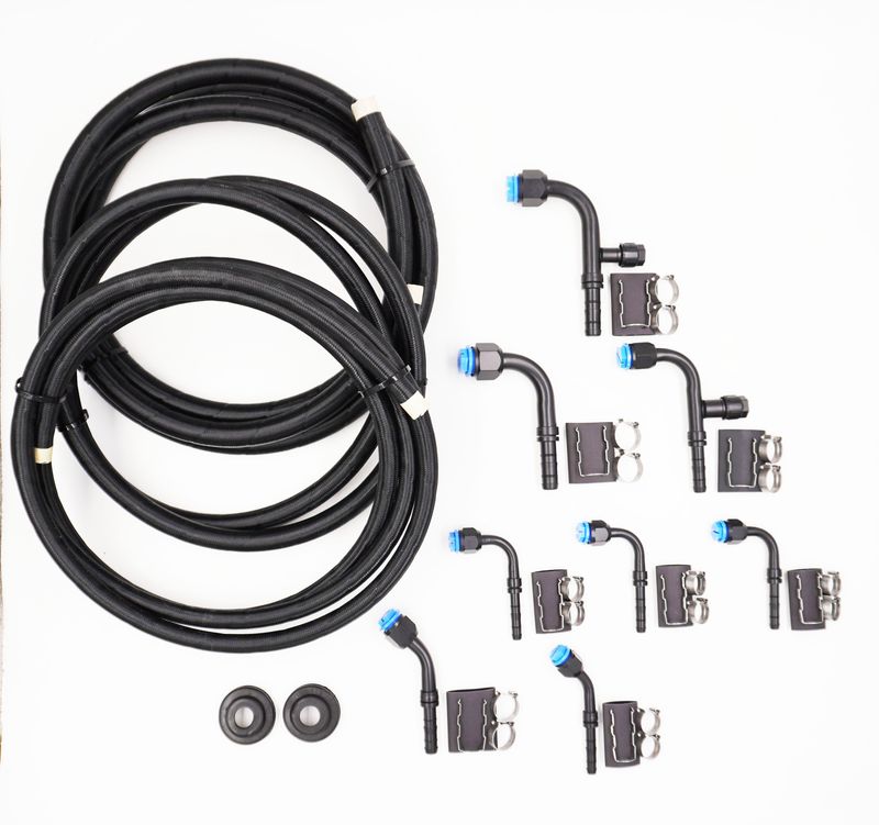 Pure Stealth E-Z Clip Universal A/C Hose Kit - 90° Service Ports - Braided Hose - XX15547-90