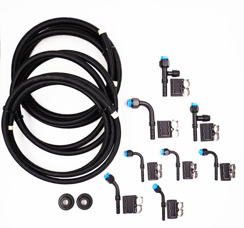 Pure Stealth E-Z Clip Universal A/C Hose Kit - 180° Service Ports - Braided Hose - XX15547-180